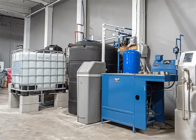 Water filtration and softening system in a dye factory